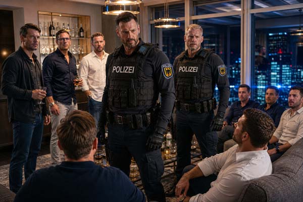 Zwei Cops betreten die Party als Überraschung