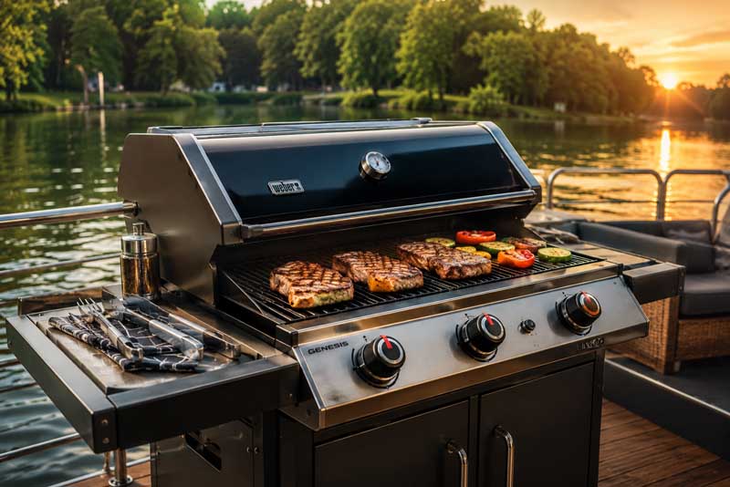 Gasgrill auf dem Partyfloß